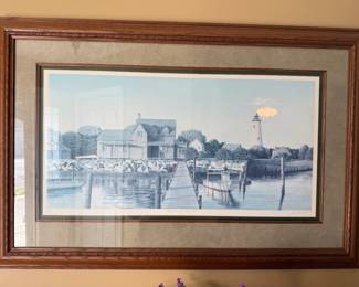 framed limited edition lithograph titled "Early Morning on Ocracoke" by artist John D. Furches