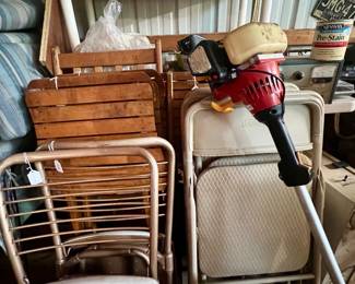 folding chairs, some wood