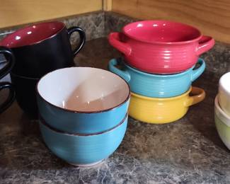 Miscellaneous Kitchen Items - colorful soup bowls and mugs