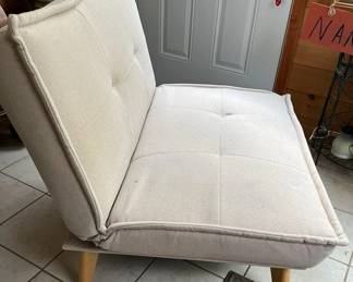 Art Leon Convertible Sleeper Chair - light gray fabric upholstery and tapered wooden legs