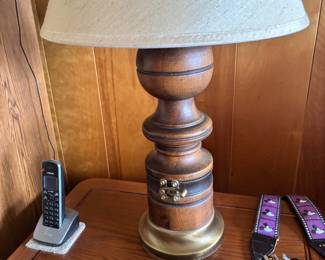Vintage turned wood lamp heavy Nautical style (2)