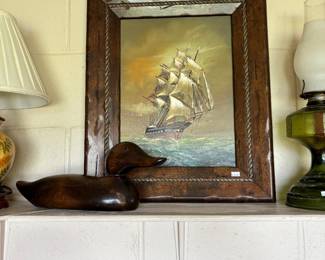 Framed Tall Ship Painting