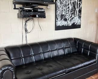 Mid-Century Black Leather Sofa Sleeper (2)