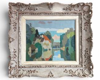 HENRI CLEMENT SERVEAU (French 1886-1972) Cubist Oil Painting