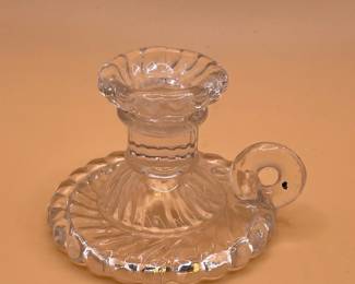 Vintage Clear Pressed Glass Chamberstick Candle Holder - Fostoria Colony Swirl