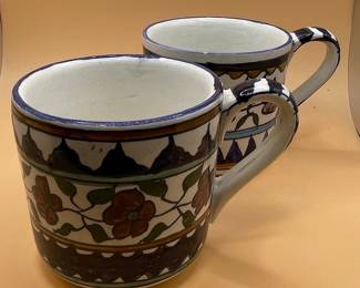 Set of 2 Hand-Painted Talavera Style Mugs