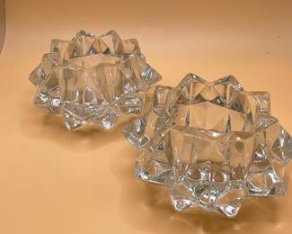 Vintage Starburst Crystal Votive Candle Holders