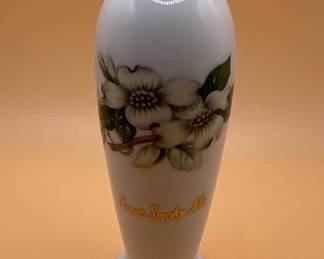 Vintage Lefton Porcelain Bud Vase Dogwood Floral Gold Trim