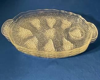 Anchor Hocking "Grapes & Leaves" Pattern Clear Glass Snack Set