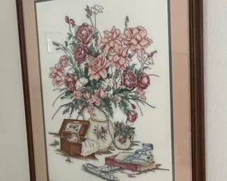 Vintage 1992 Floral Still Life Cross Stitch by Carolyn Redding