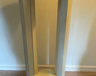 Vintage Painted Pedestal Plant Stand with Scalloped Apron and Pierced Floral Motifs