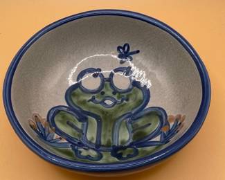 M.A. Hadley Frog Motif Stoneware Bowl