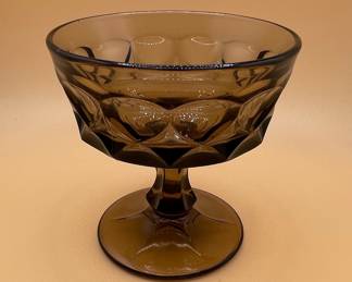 Noritake Perspective Pattern Smoky Brown Sherbet Glasses
