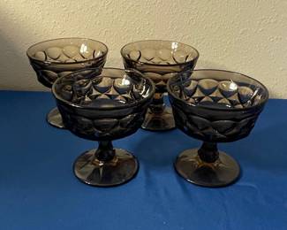Noritake Perspective Pattern Smoky Brown Sherbet Glasses