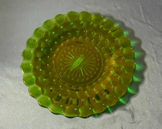 Indiana Glass Honeycomb Pattern Green Glass Plate