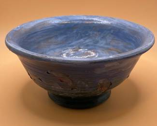Hand-Thrown Studio Pottery Bowl with Fish Motif