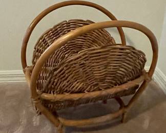 Vintage Italian Bamboo Magazine Rack, Style of Franco Albini