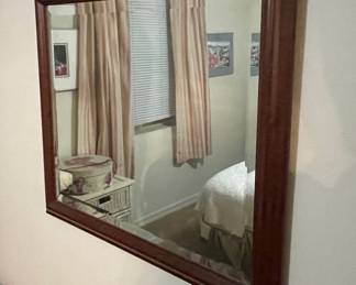 Traditional Cherry Wood Frame Rectangular Wall Mirror
