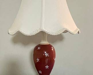 Mid-Century Ceramic Table Lamp with Floral Motif and Ornate Gold Base