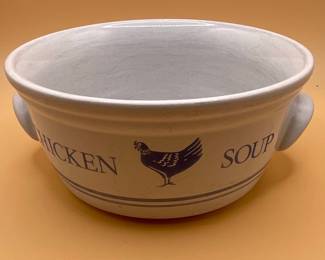 Vintage F.T.D.A. 1985 "Chicken Soup" Stoneware Bowl