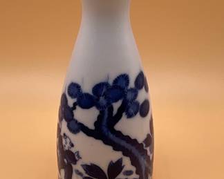 Japanese Blue and White Tokkuri Sake Flask with Children Playing