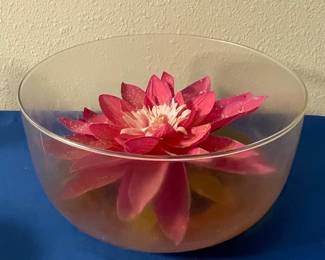 Artificial Lotus Flower in Glass Bowl