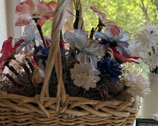 Woven Willow Basket with Artificial Floral Arrangement