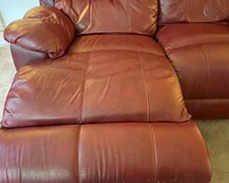Berkline Burgundy Leather Dual-Reclining Loveseat