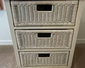White Boho Wicker Dresser, Chest of Drawers