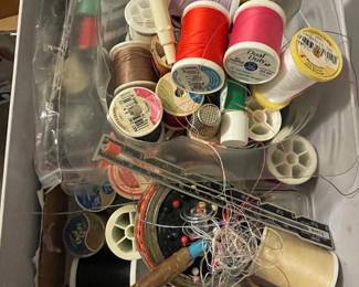 Vintage Sewing Notions and Thread Assortment in Wil-Hold Box