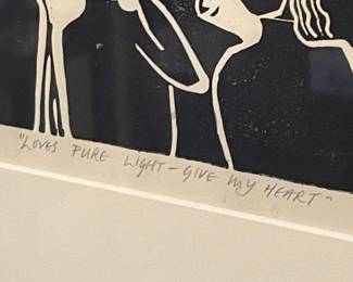 Kate Corder 'Loves Pure Light - Give My Heart' Linocut Print