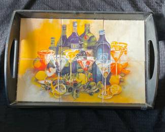 Deborah K. Ellis Martini Still Life Tile Serving Tray