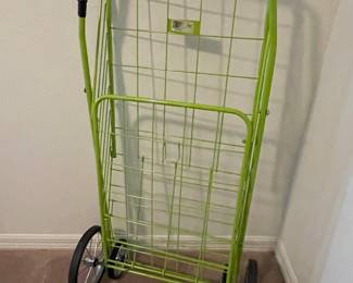 Lime Green Folding Wire Utility Shopping Cart