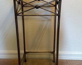 Metal and Glass Two-Tier Pedestal Stand
