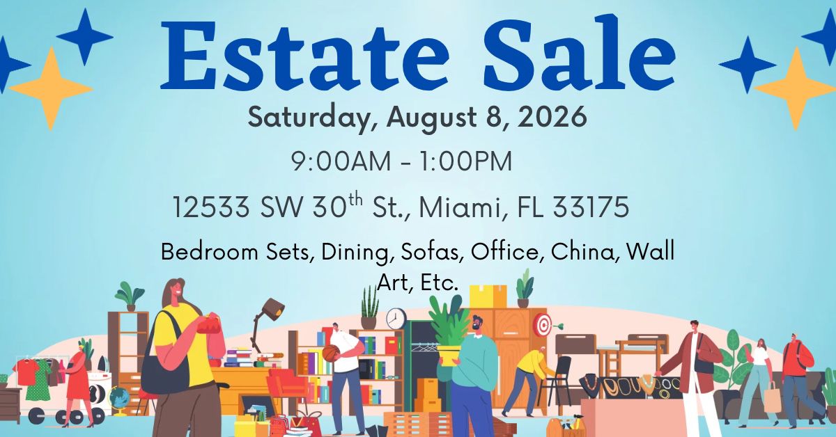 Blue and Light Blue Illustrated Garage Sale Facebook Ad