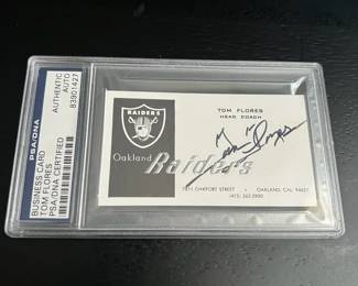 Authenticated Signed Tom Flores Oakland Raiders Business Card
