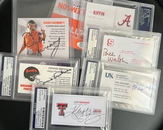 Authenticated Signed NCAA Football Business Cards, Bill Walsh, Dabo Swinney, MORE