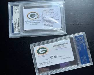 Authenticated Signed Green Bay Packers Business Cards Wolf, Murphy
