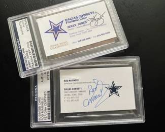 Authenticated Signed Dallas Cowboys Business Cards Jerry Jones, Marinelli