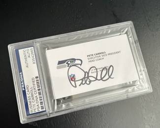 Authenticated Signed Pete Carroll Seattle Seahawks Business Card