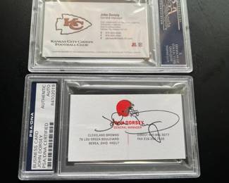 Authenticated Signed John Dorsey Business Cards Browns, Chiefs