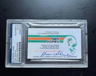 Authenticated Signed Don Shula Miami Dolphins Business Card