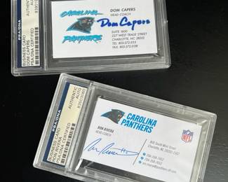 Authenticated Signed Carolina Panthers Business Cards Rivera, Capers