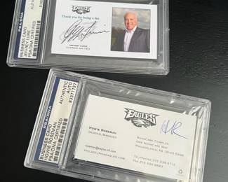 Authenticated Signed Philadelphia Eagles Business Cards Roseman, Lurie