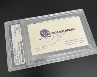 Authenticated Signed Mike Ditka Chicago Bears Business Card