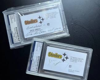 Authenticated Signed Pittsburgh Steelers Business Cards Rooney, LeBeau