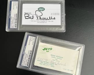 Authenticated Signed New York Jets Business Cards Parcells, Ewbank