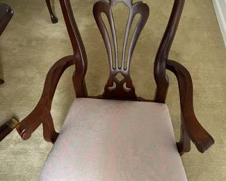 Closer view of one of the six American Drew chairs.