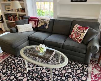 Gray fabric couch by Ethan Allen.