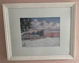 “The Sandbar” signed, and framed print by artist Robert Reiber.